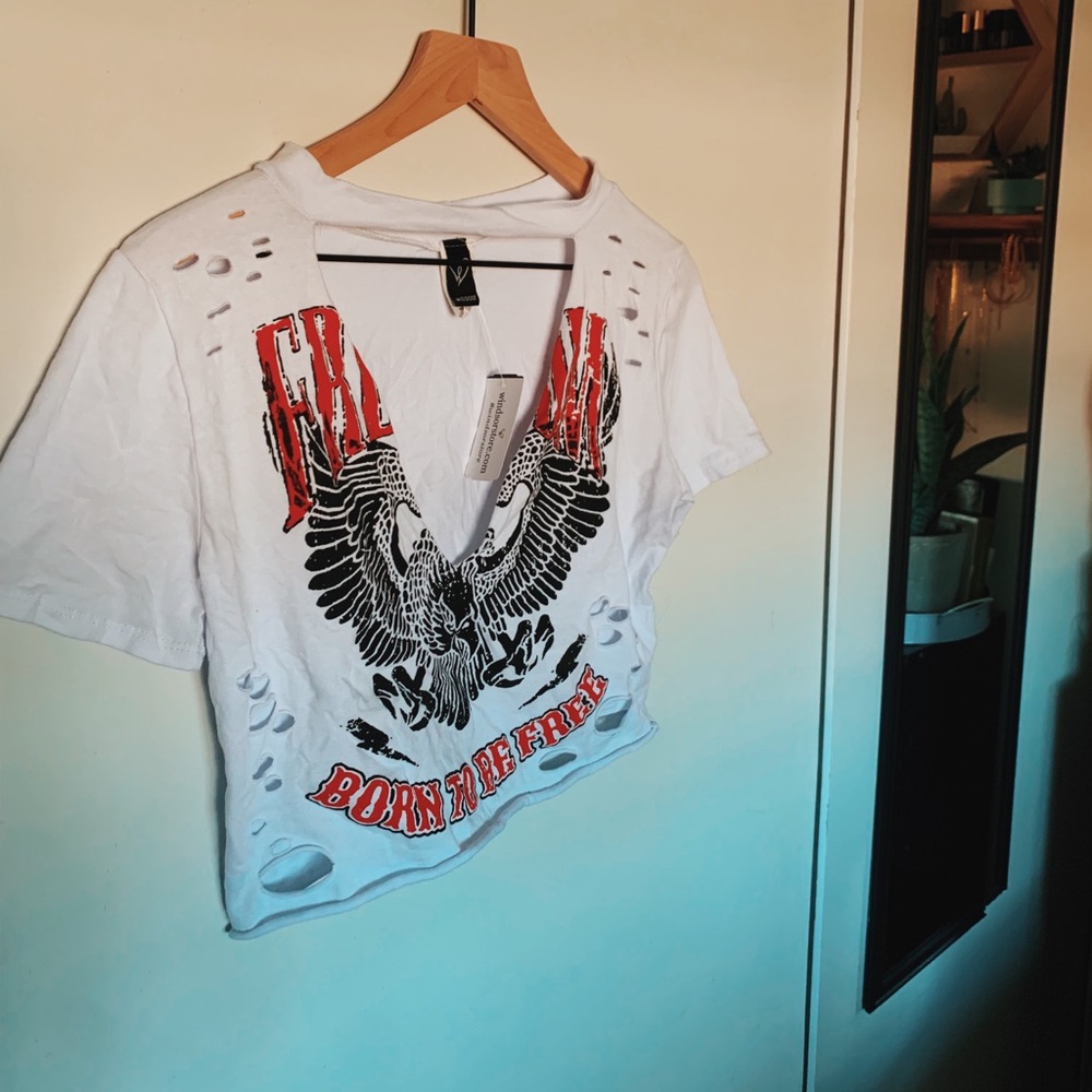 Deep v neck graphic tee